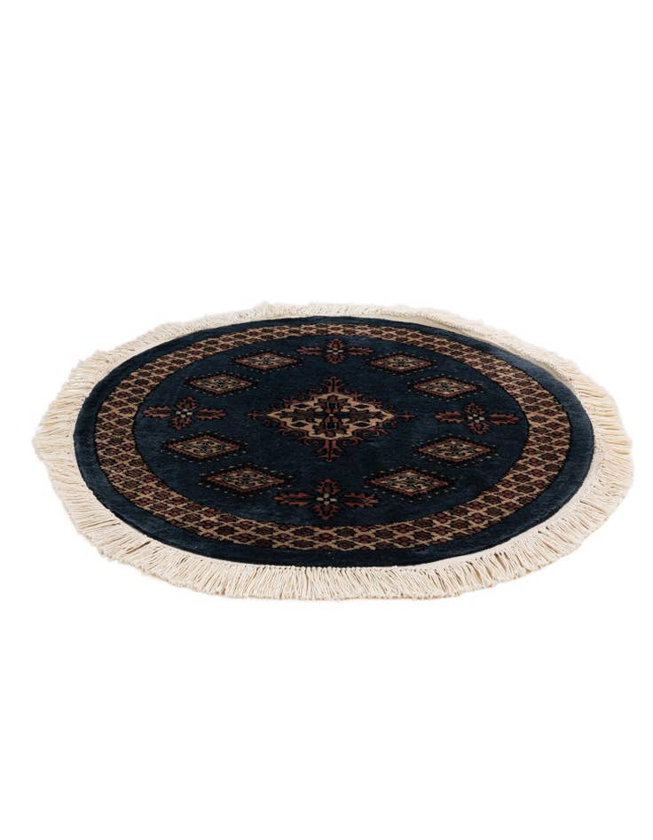 Detail image of 2' 6 x 2' 6 Hand Knotted Bokhara Oriental Wool Round Rug