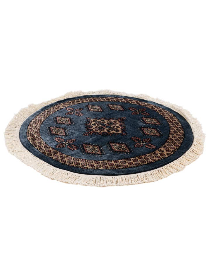 Detail image of 2' 6 x 2' 6 Hand Knotted Bokhara Oriental Wool Round Rug