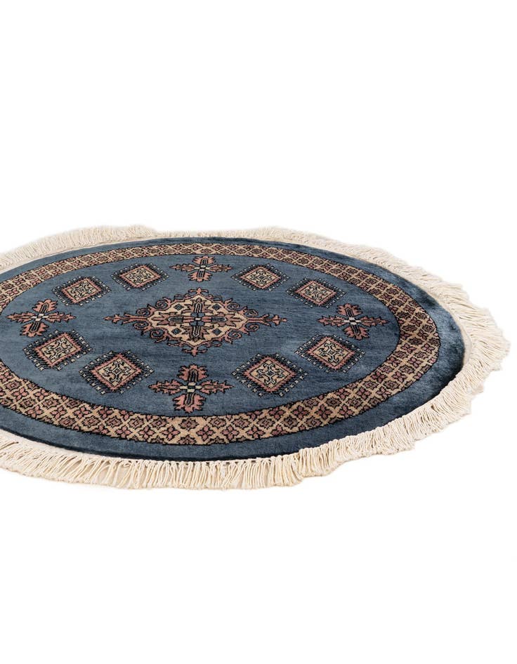 Detail image of 2' 6 x 2' 6 Hand Knotted Bokhara Oriental Wool Round Rug