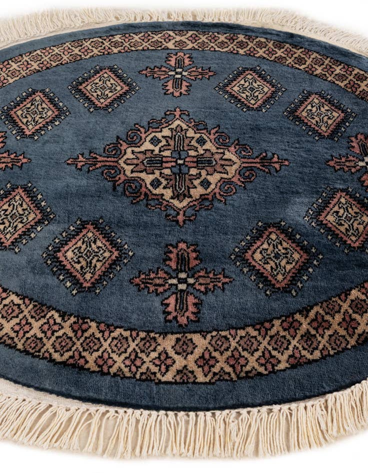 Detail image of 2' 6 x 2' 6 Hand Knotted Bokhara Oriental Wool Round Rug
