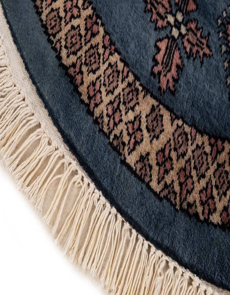 Detail image of 2' 6 x 2' 6 Hand Knotted Bokhara Oriental Wool Round Rug