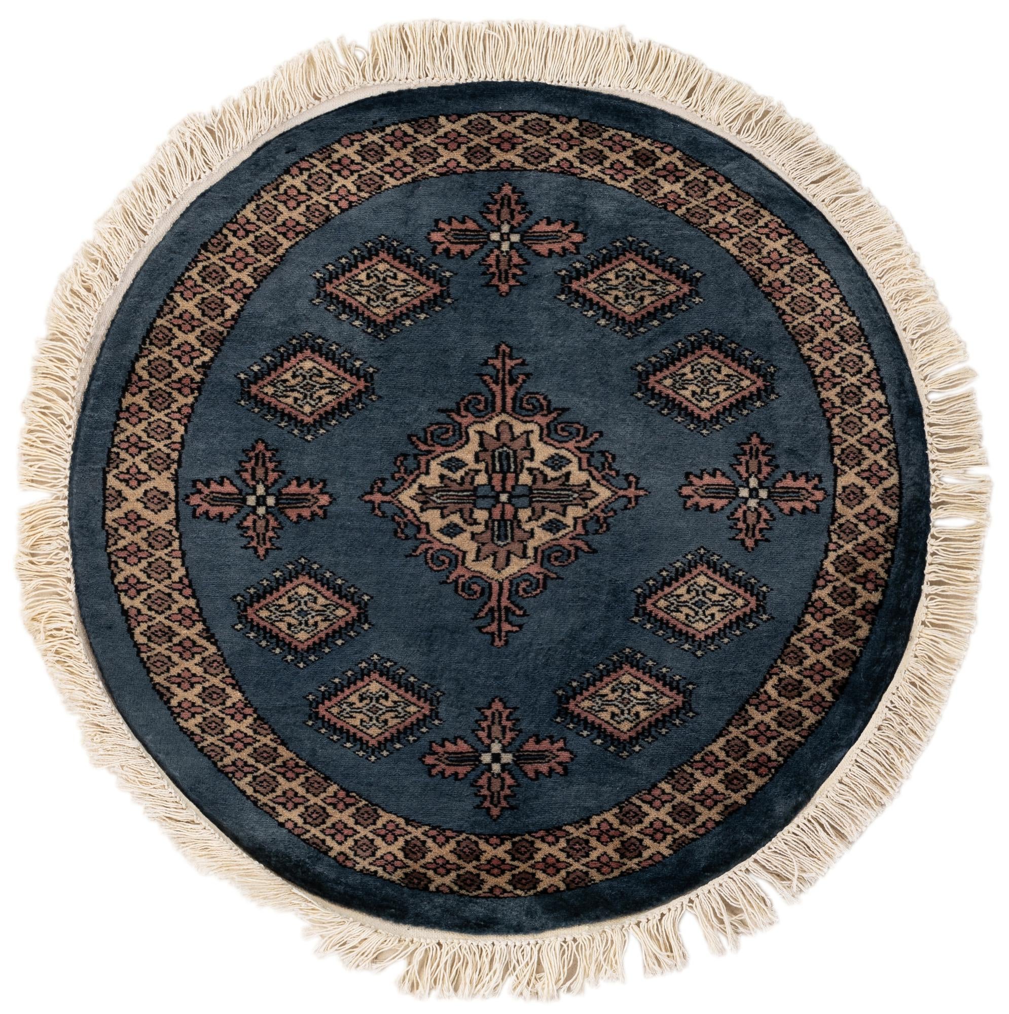 2' 6 x 2' 6 Hand Knotted Bokhara Oriental Wool Round Rug