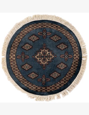 2' 6 x 2' 6 Hand Knotted Bokhara Oriental Wool Round Rug