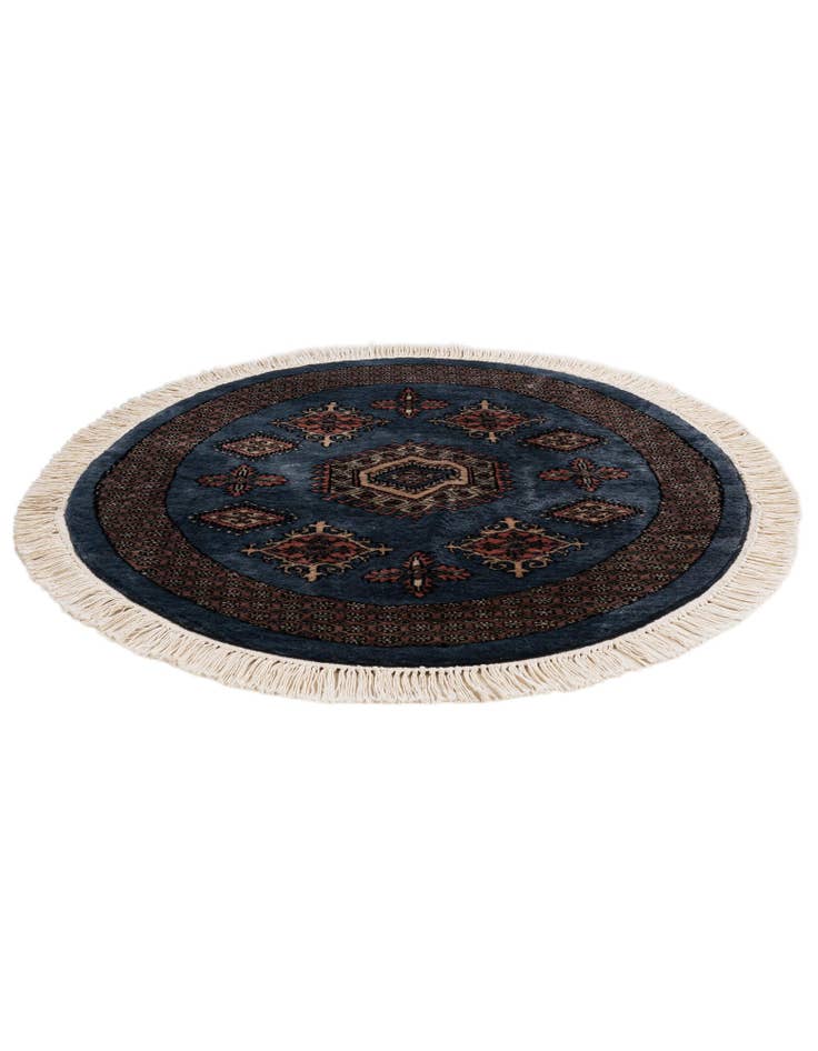Detail image of 3' 1 x 3' 1 Hand Knotted Bokhara Oriental Wool Round Rug
