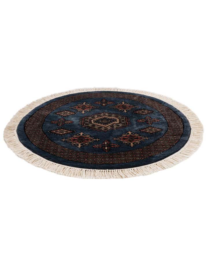3' 1 x 3' 1 Hand Knotted Bokhara Oriental Wool Round Rug