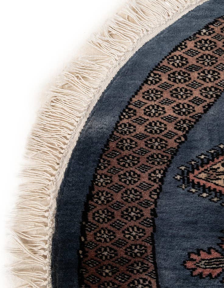Detail image of 3' 1 x 3' 1  Hand Knotted Bokhara Oriental Wool Round Rug