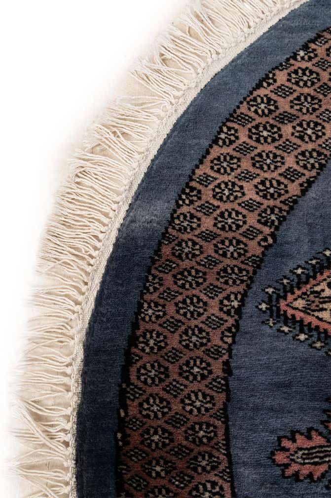 3' 1 x 3' 1 Hand Knotted Bokhara Oriental Wool Round Rug