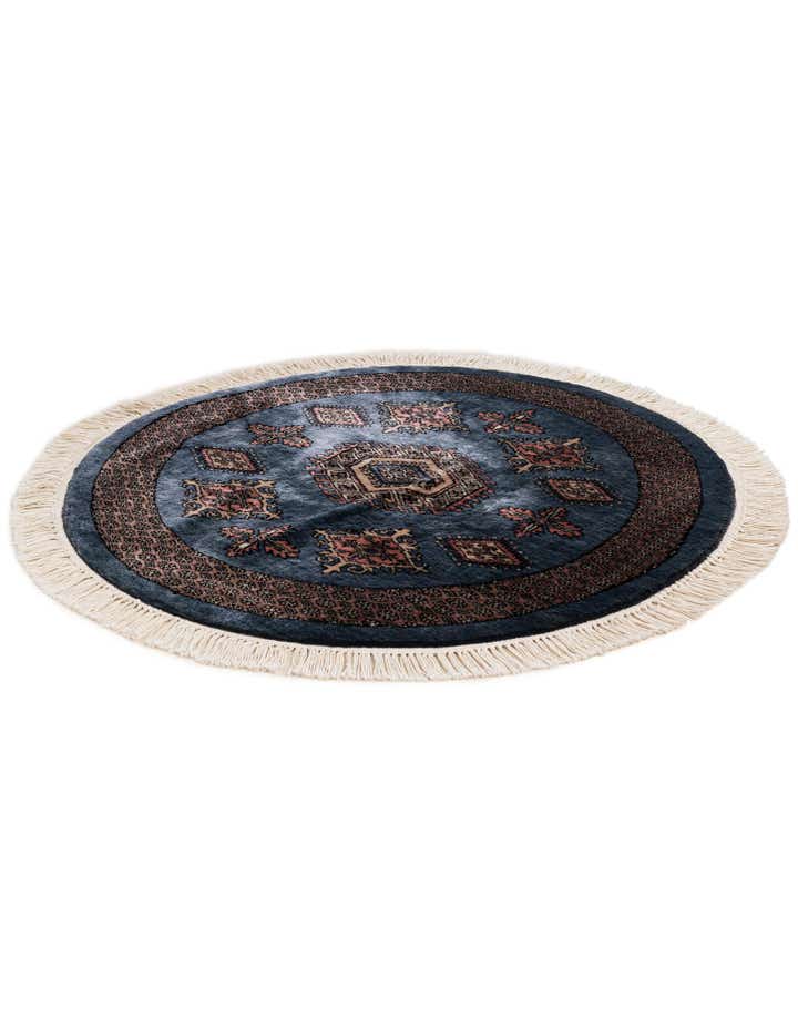 3' 1 x 3' 1 Hand Knotted Bokhara Oriental Wool Round Rug