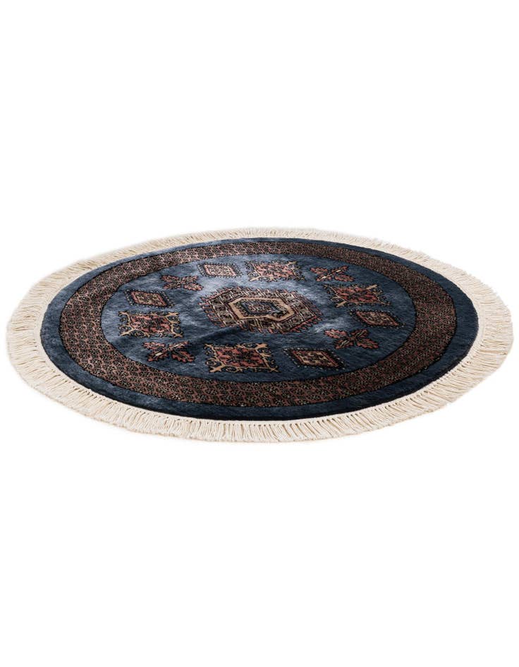 Detail image of 3' 1 x 3' 1 Hand Knotted Bokhara Oriental Wool Round Rug
