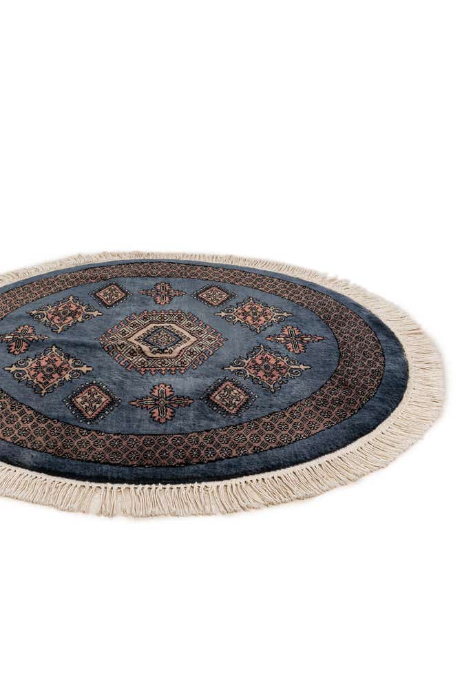 3' 1 x 3' 1 Hand Knotted Bokhara Oriental Wool Round Rug
