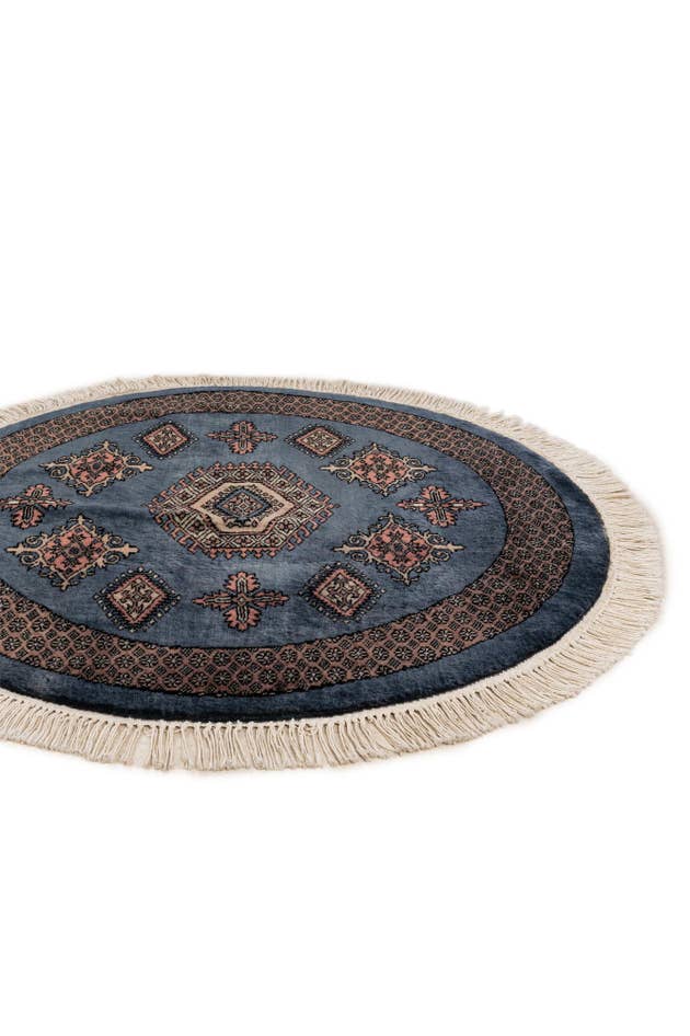 Detail image of 3' 1 x 3' 1 Hand Knotted Bokhara Oriental Wool Round Rug