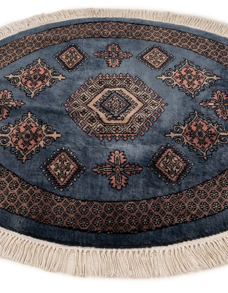 Detail image of 3' 1 x 3' 1 Hand Knotted Bokhara Oriental Wool Round Rug