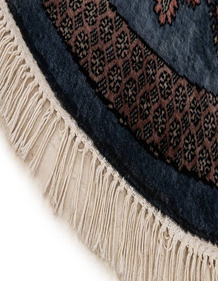 Detail image of 3' 1 x 3' 1 Hand Knotted Bokhara Oriental Wool Round Rug