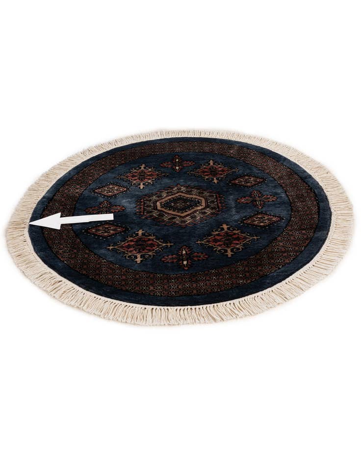 Detail image of 3' 1 x 3' 1  Hand Knotted Bokhara Oriental Wool Round Rug