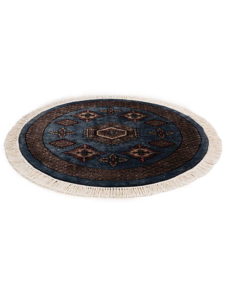 Detail image of 3' x 3'  Hand Knotted Bokhara Oriental Wool Round Rug