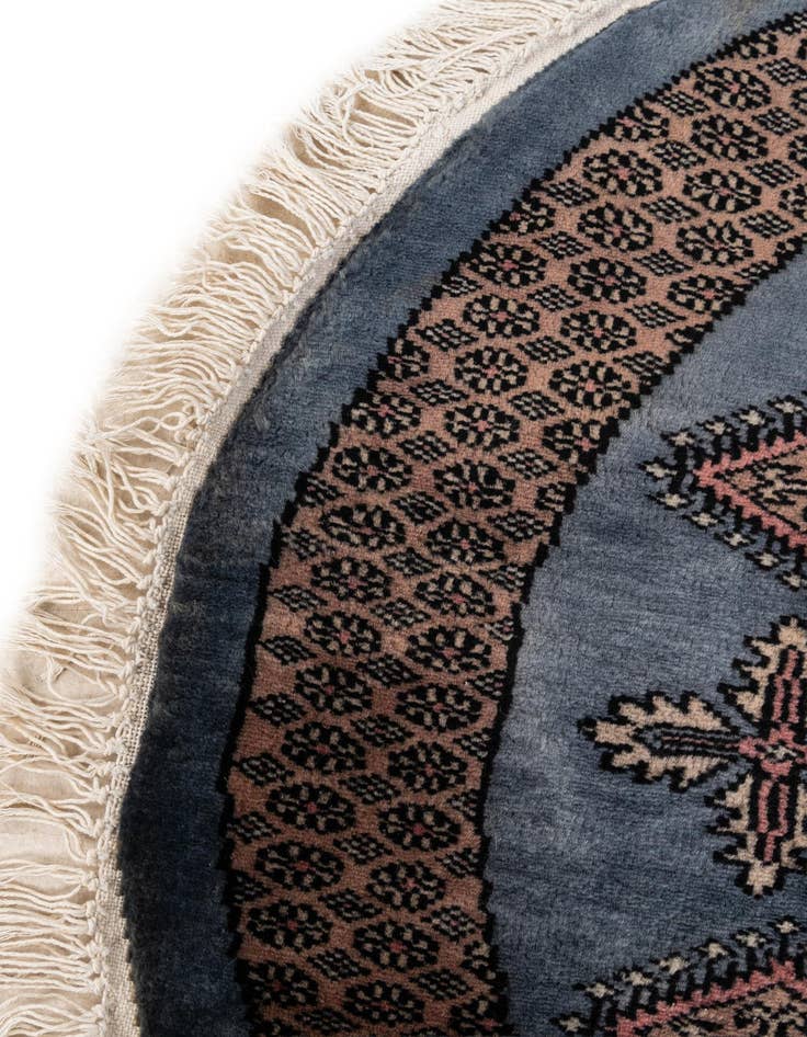 Detail image of 3' x 3'  Hand Knotted Bokhara Oriental Wool Round Rug