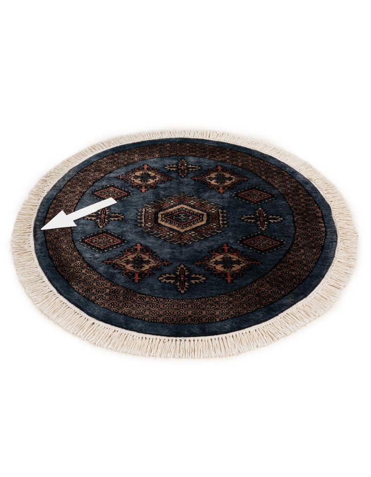Detail image of 3' x 3'  Hand Knotted Bokhara Oriental Wool Round Rug
