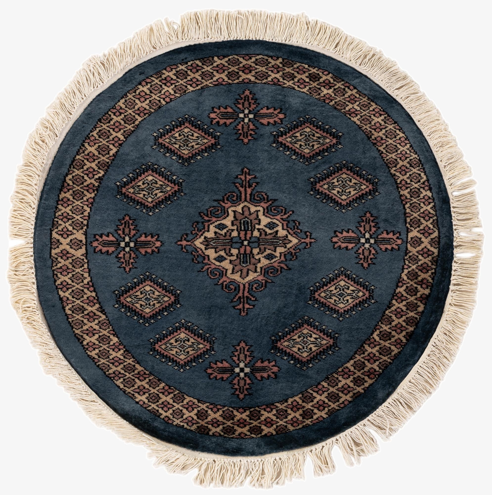 2' 6 x 2' 6  Hand Knotted Bokhara Oriental Wool Round Rug