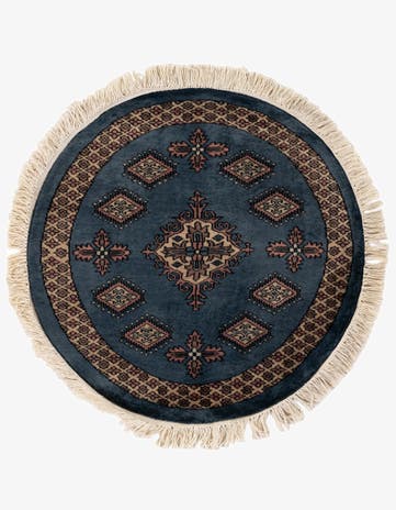2' 6 x 2' 6 Hand Knotted Bokhara Oriental Wool Round Rug