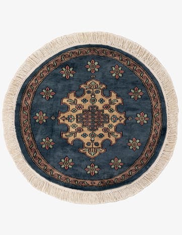 2' 8 x 2' 8 Hand Knotted Bokhara Oriental Round Rug