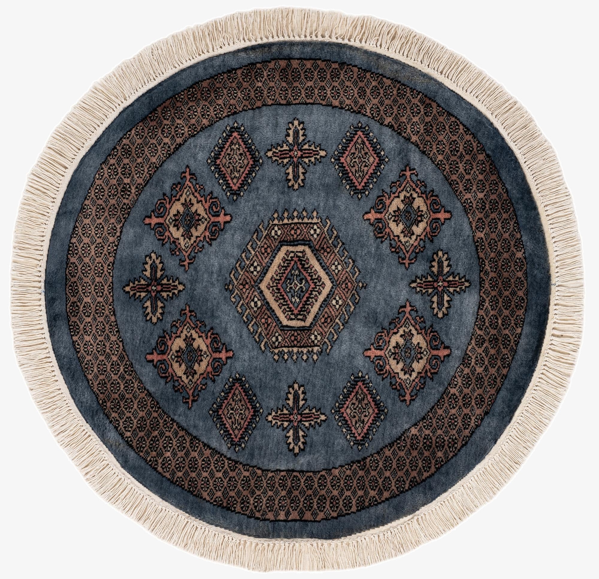 3' x 3'  Hand Knotted Bokhara Oriental Wool Round Rug