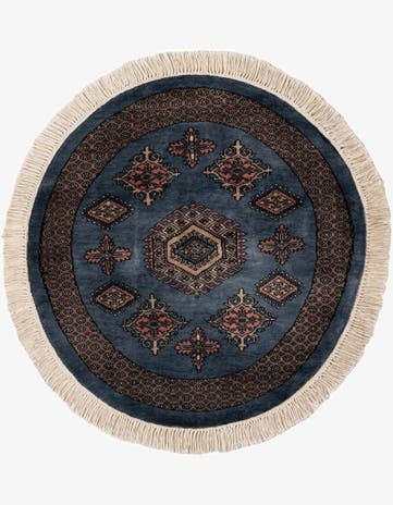 3' 1 x 3' 1 Hand Knotted Bokhara Oriental Wool Round Rug