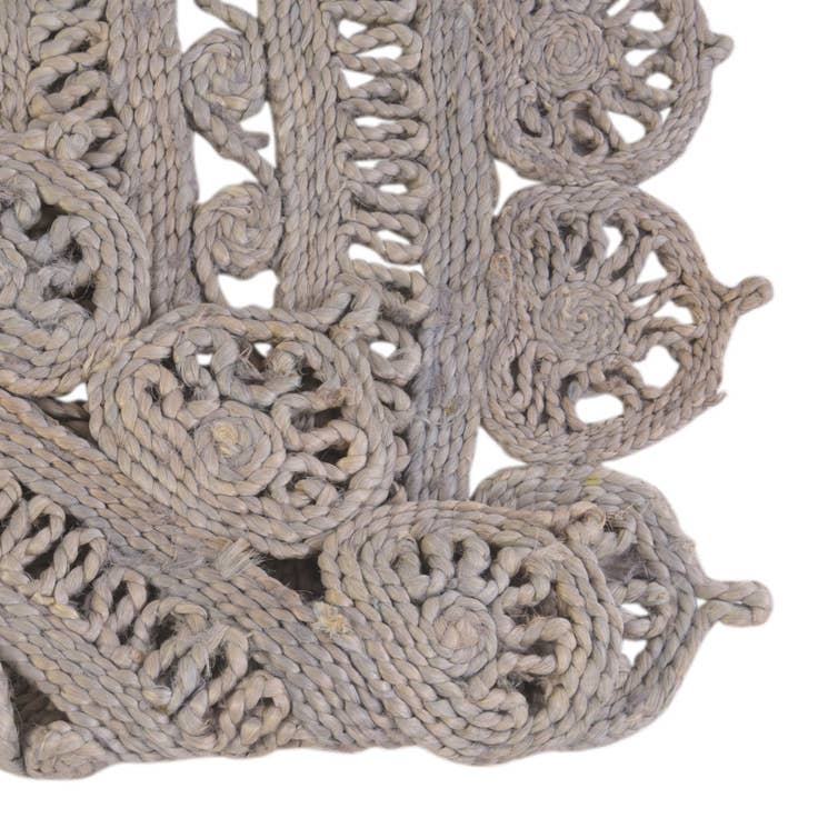 Detail image of Custom Gray Braided Jute Round Rug
