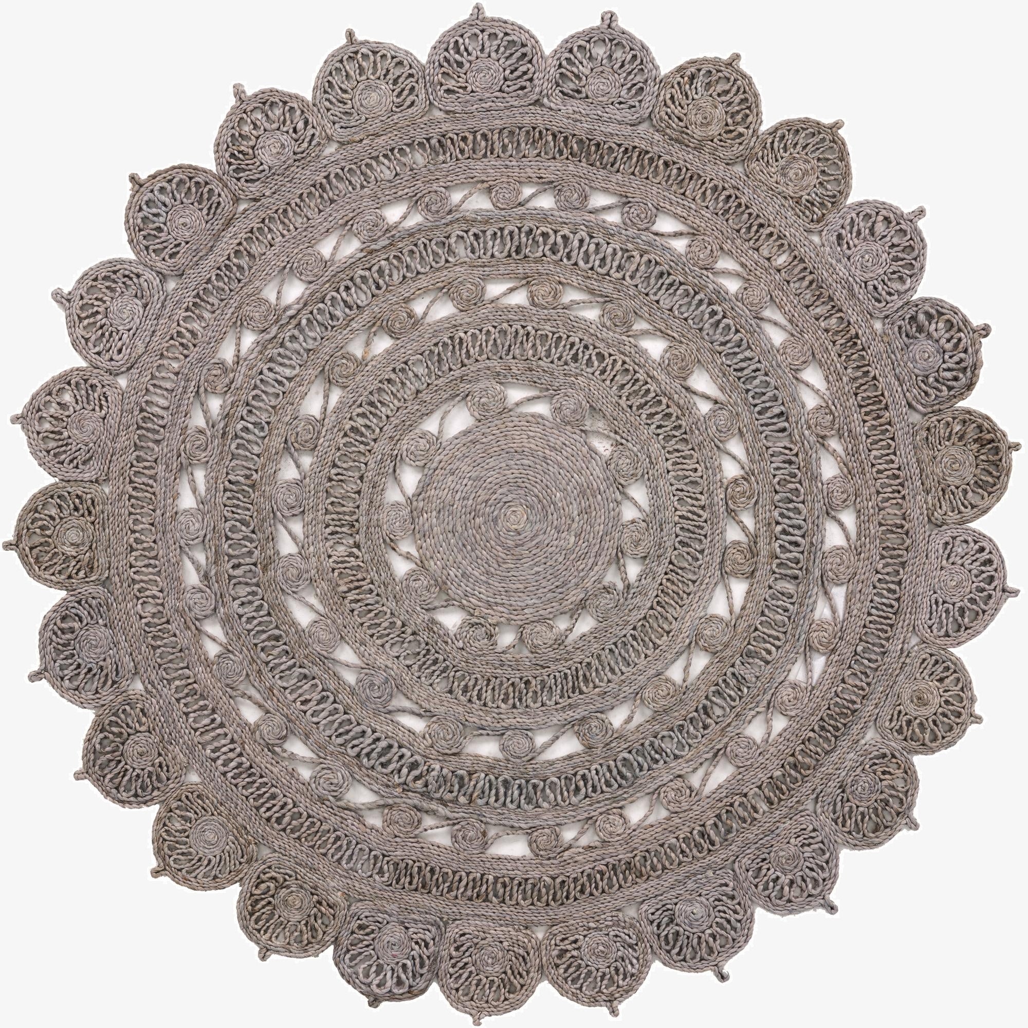 5' 1 x 5' 1  Hand Braided Jute Round Rug