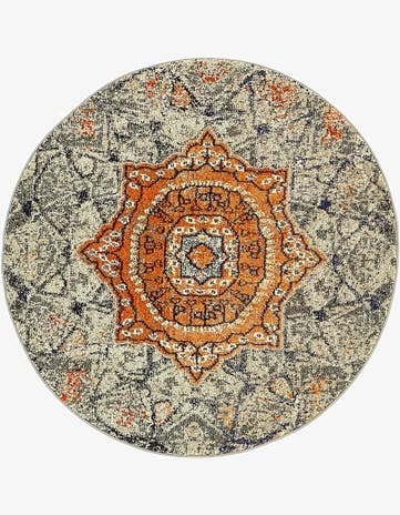 Gray Washable Carnevale Round Rug