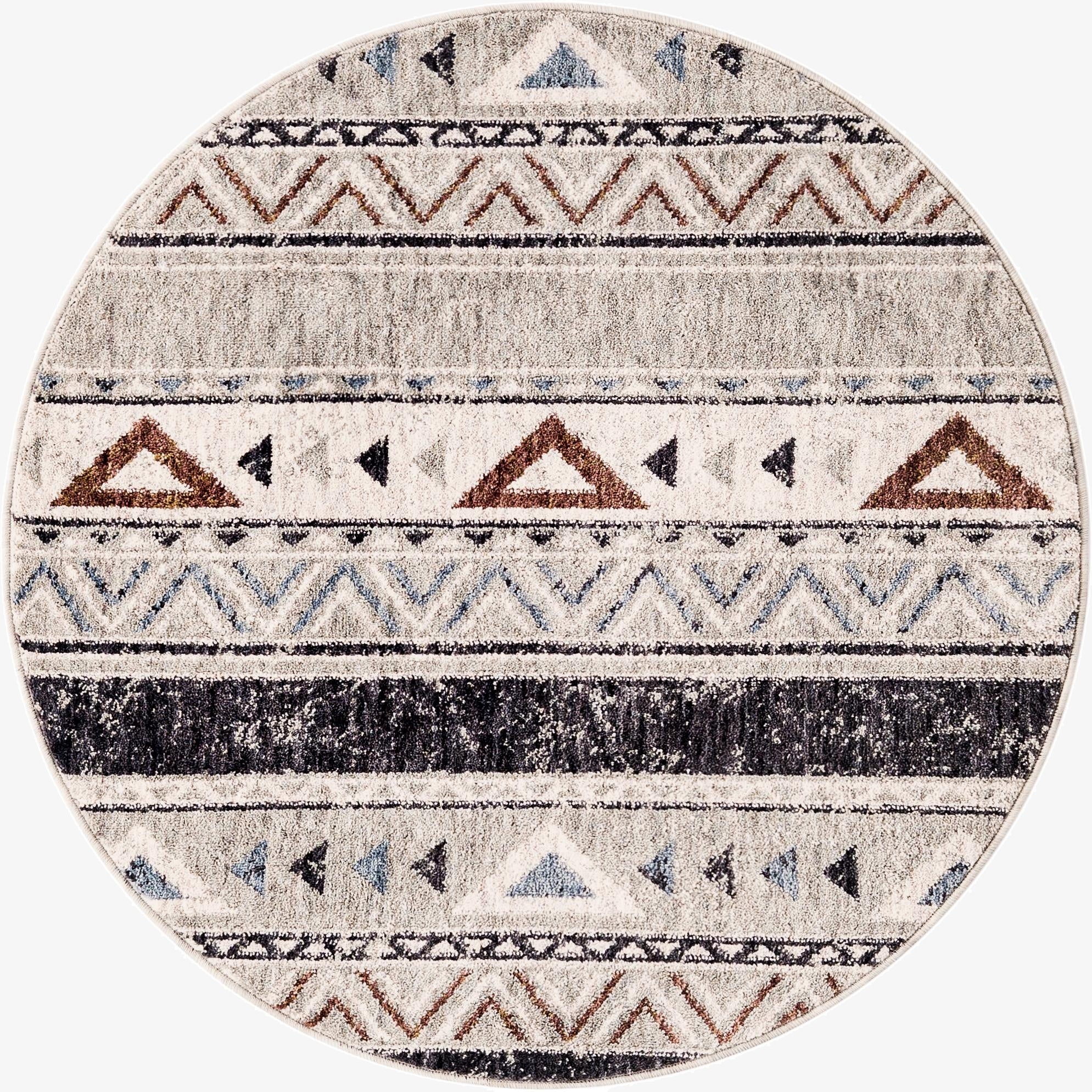 3' 3 x 3' 3 Eco Southwestern Round Rug