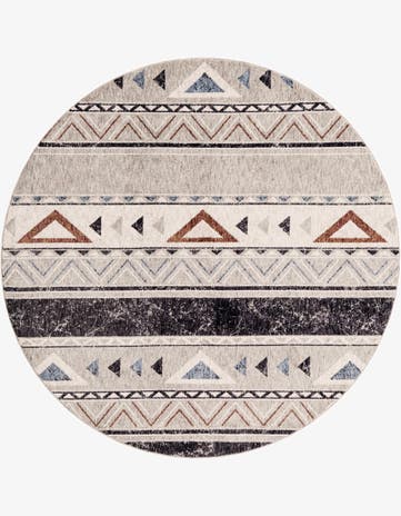 Gray Eco Southwestern Round Rug