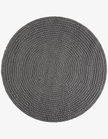 Gray Felt Ball Wool Round Rug