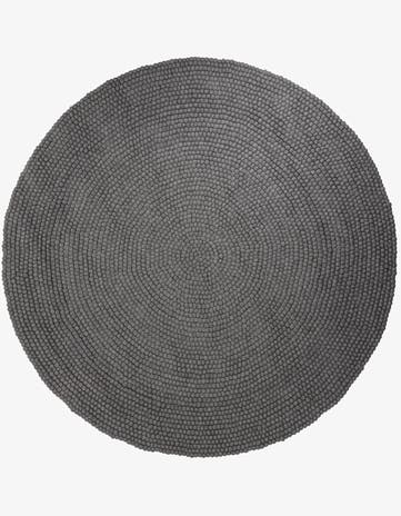 Gray Felt Ball Wool Round Rug