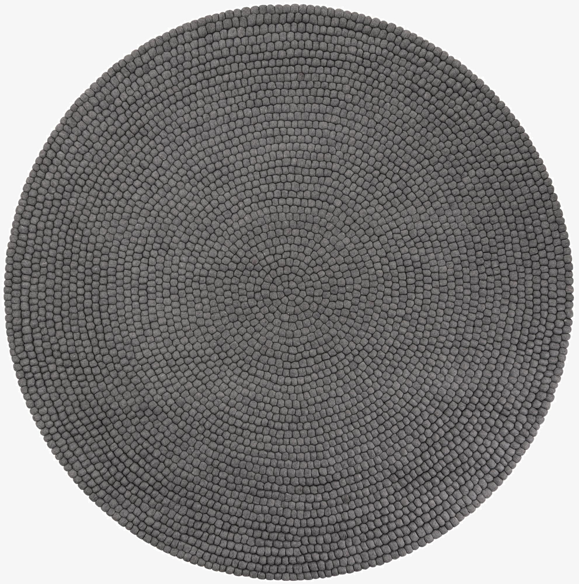 7' 10 x 7' 10 Felt Ball Wool Round Rug