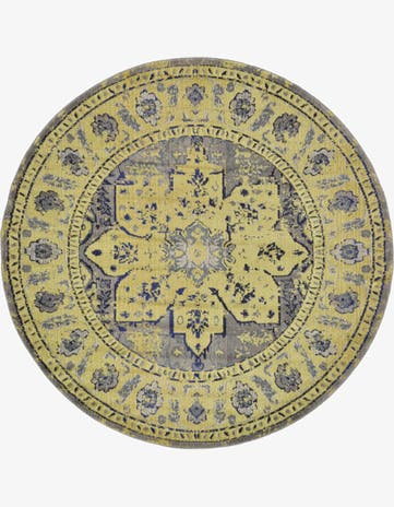 Gray Washable Fleur Round Rug