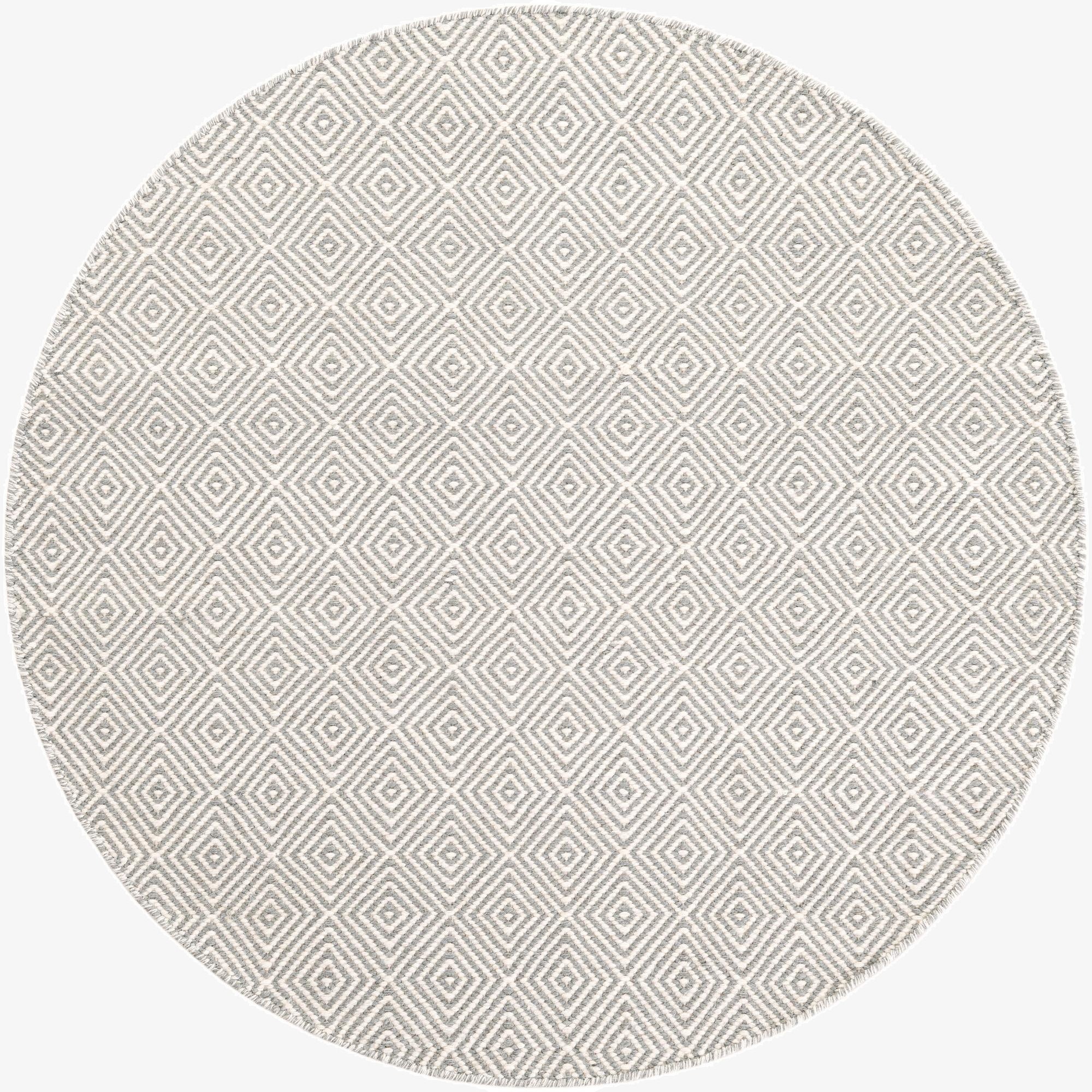 125cm x 125cm  Hand Woven Geo Trellis Flatweave Round Rug