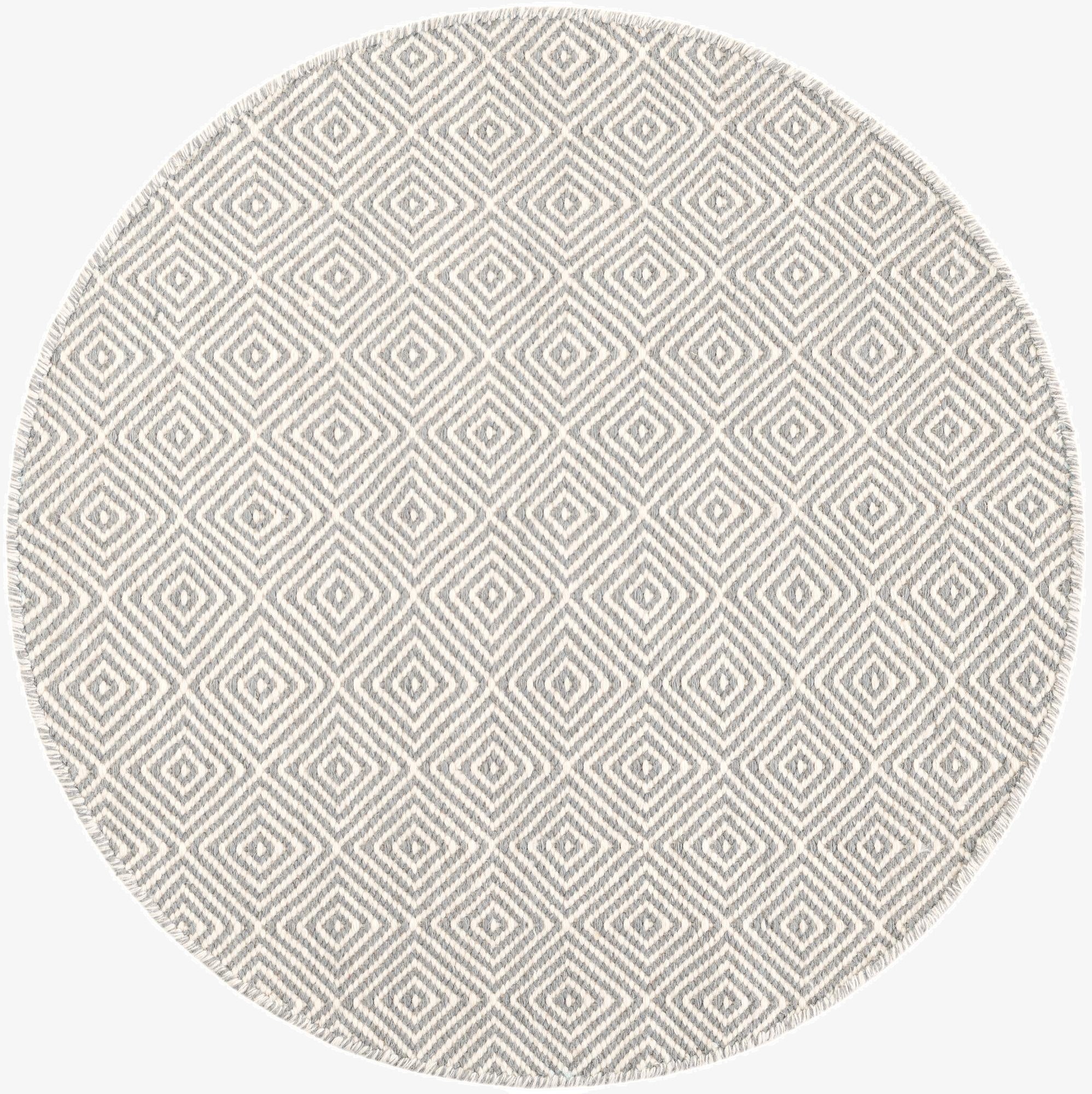 95cm x 95cm  Hand Woven Geo Trellis Flatweave Round Rug