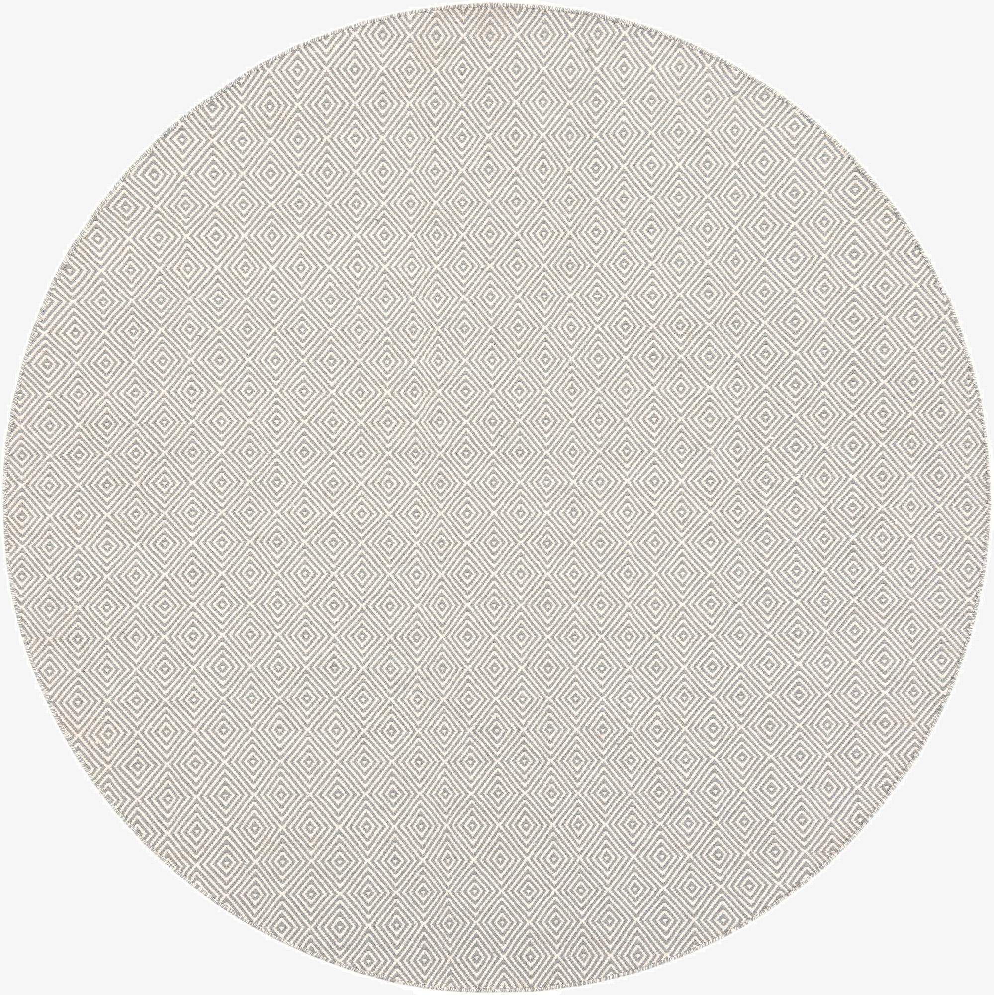 240cm x 240cm  Hand Woven Geo Trellis Flatweave Round Rug