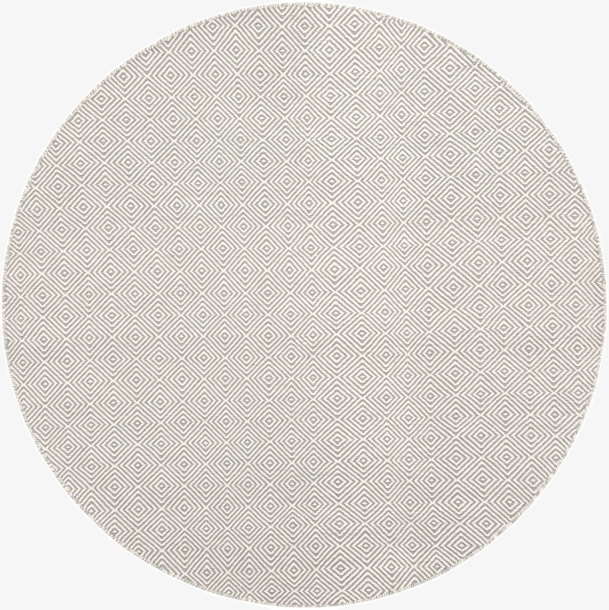 185cm x 185cm  Hand Woven Geo Trellis Flatweave Round Rug