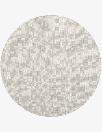 Gray Hand Woven Geo Trellis Flatweave Round Rug