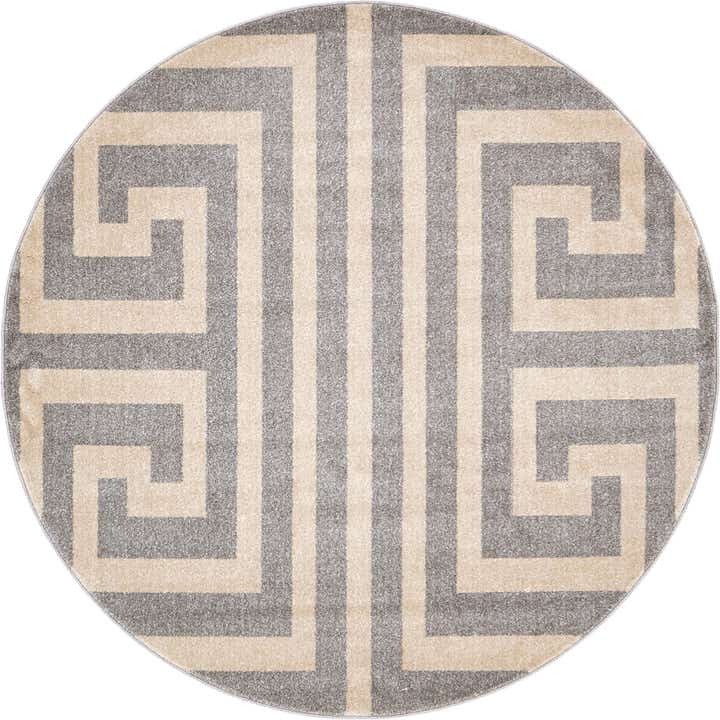 6' x 6' Greek Key Round Rug