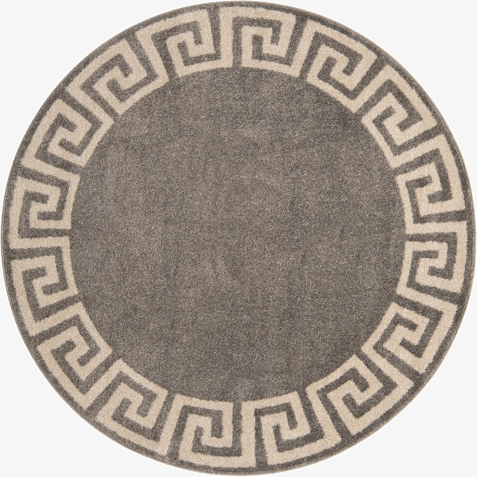 6' x 6' Greek Key Round Rug