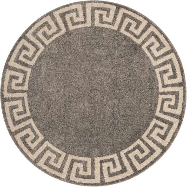 185cm x 185cm Greek Key Rund Teppich