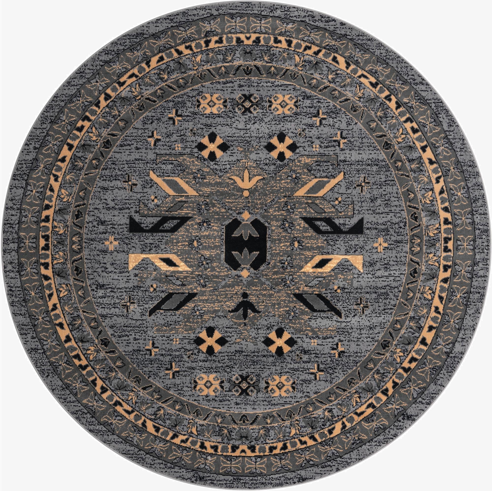 7' 10 x 7' 10 Heriz Design Round Rug