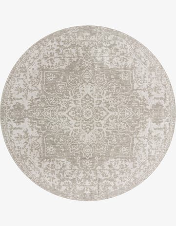 Gray Easy-Clean Jill Zarin Dubai Indoor / Outdoor Round Rug