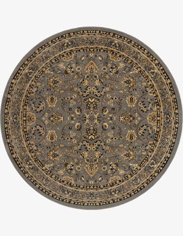 Gray Kashan Design Round Rug