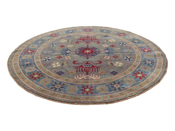5' 9 x 5' 10 Hand Knotted Kazak Round Rug