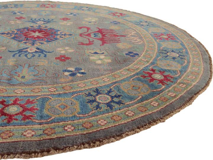 5' 9 x 5' 10 Hand Knotted Kazak Round Rug