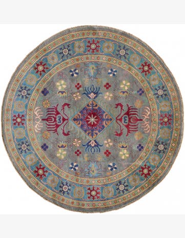 5' 9 x 5' 10 Hand Knotted Kazak Round Rug