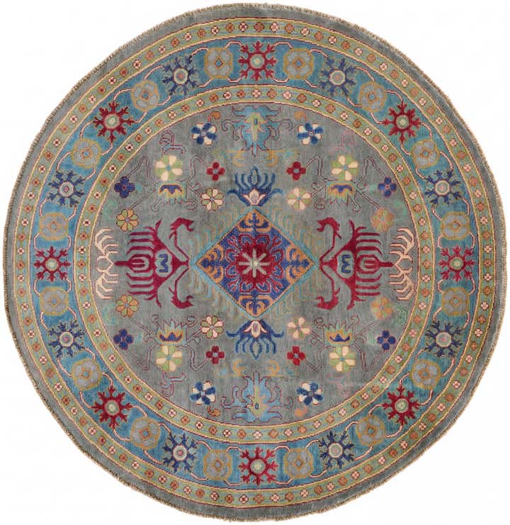 5' 9 x 5' 10 Hand Knotted Kazak Round Rug